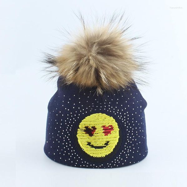 Berets Kid Girl Boy Boy Winter Think Hat Осенья шапочка настоящая енота енота теплый хлопок.