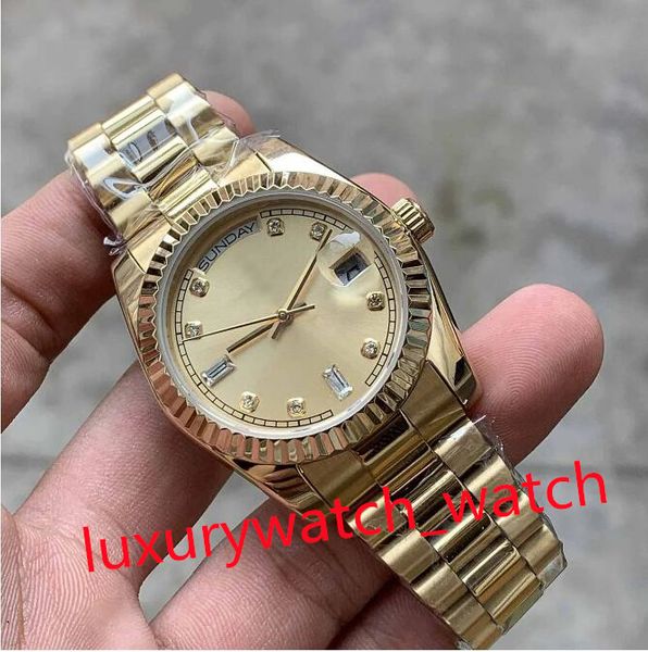 Relógio à prova d'água UNissex Watches 36 mm128235 118235 128238 Data Data Presidente 18K Rose Gold Diamond Asian 2813 Movimento automático Mulher inoxidável e homens assistem