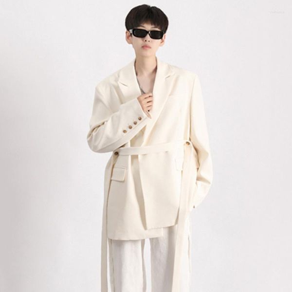 Ternos masculinos Syuhgfa Trendy Casual Suit 2023 Autumn High Street Tops Moda Lace-up Niche de design masculino versátil blazers