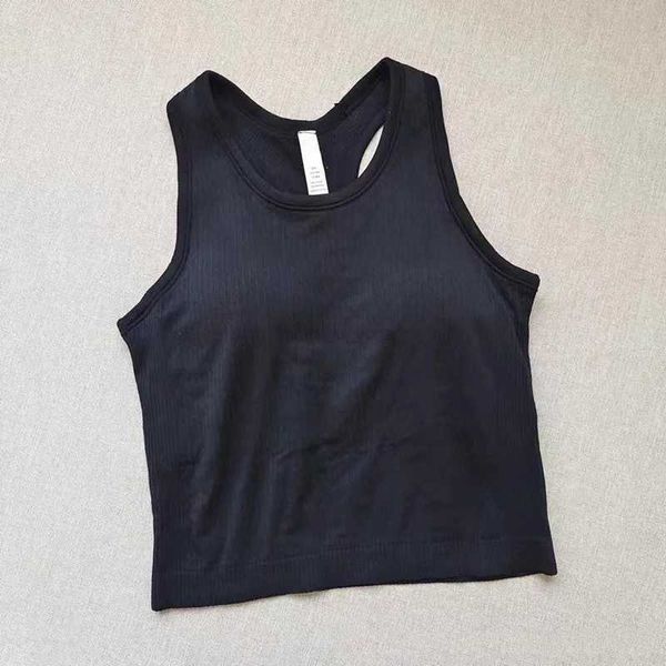 LL Yoga Weste Sommersportfitness mit Brustpolster sammeln Ich kurze Schönheit zurück-Frauen-Top-integriertes Thread T-Shirt