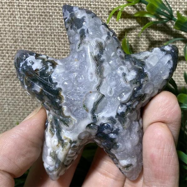 Figurine decorative Muschio di cristallo naturale Star Starfish Sea Reiki intaglio gemme Minerali Wicca Ornamenti per la casa Decorazione