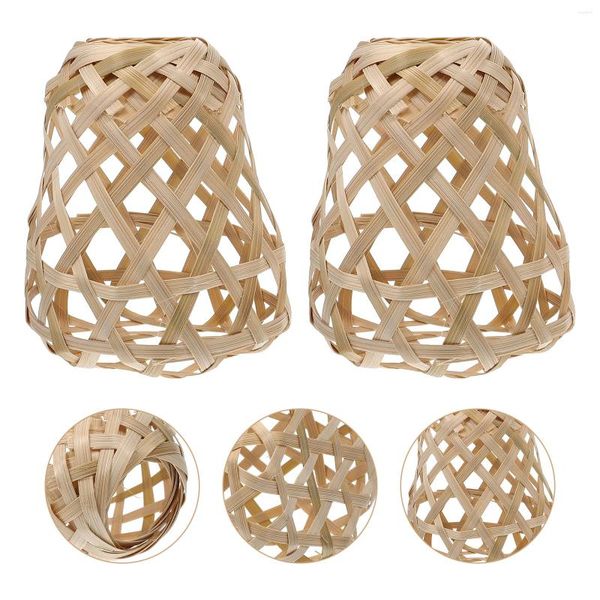 Lâmpadas pendentes 2 PCs Bamboo Lampshade Bulbo Guarda pendurada Tampa de luz Acessórios Tons vintage Produto de quarto