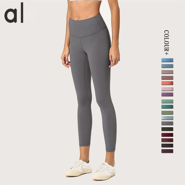 Al Yoga Yoga Pants Hip Lift Feminino Canda alta Mid High Sech Running Nude Fitness Cropped calças