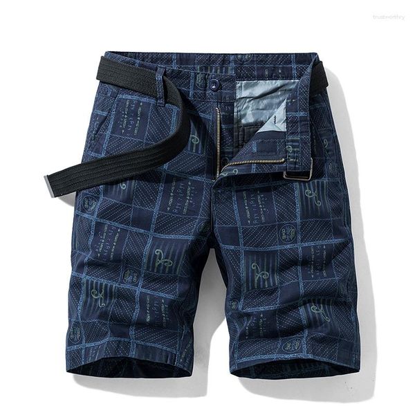 Shorts Shorts Summer Men Stampa in cotone Pantaloni corti a strisce casual spiaggia