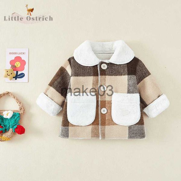 Coasto para baixo recém -nascido menino menino lã de lã de lã Jaqueta infantil infantil casaco infantil outono inverno solto penteado fora roupas de bebê 9m2y j230823