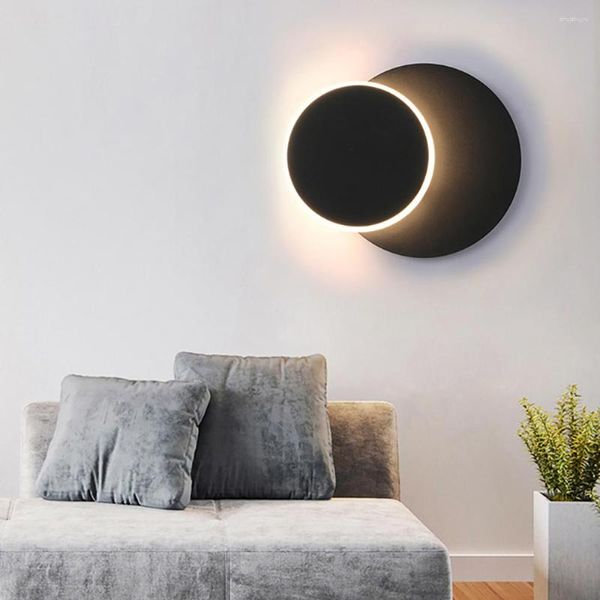 Decorazione della lampada a parete per decorazioni per la casa Luci interne circolari Camera da letto Angolo regolabile 1 Pacco Luce Light Sconces