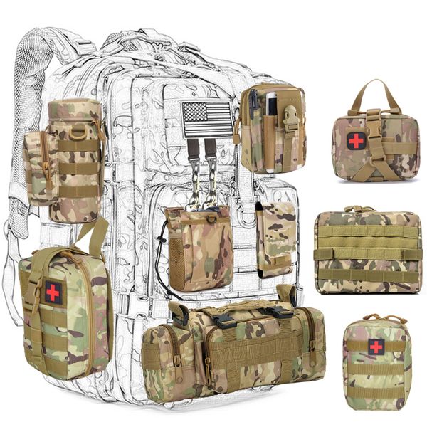 Рюкзак упаковки Molle Hunting Bag Accessories Accessories Taist Pack Инструменты для выживания. Комплект EDC для тактических ремней рюкзак 230822