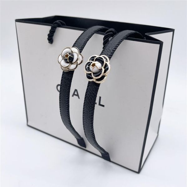 Markendesigner Vintage Pearl Water Diamant Camellia Black White Stirnband für Frauen koreanische elegante breite Haare Sportturban Hea279e