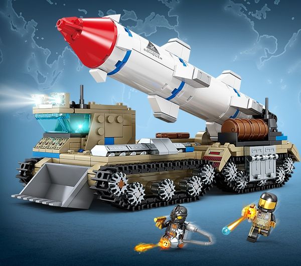 Zauberer-Baublock Castle Craft Lepin Brand Raketenfahrzeug und Panzer Militärbaublock mit Beleuchtungsblock Militärpanzer-Puzzlespielzeug für Jungen Weihnachtsgeschenke