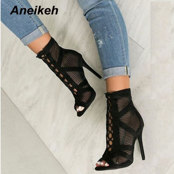 Botas Aneikeh 2024 Moda Basic Sandals Boots Women Saltos altos bombas