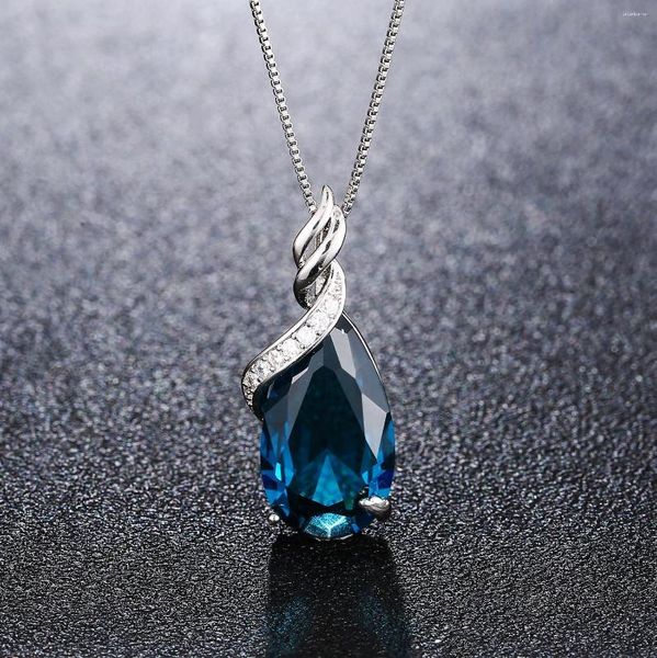Подвесные ожерелья элегантные сапфировые синие натуральные кристаллы ожерелье для женщин для женщин 2023 г.