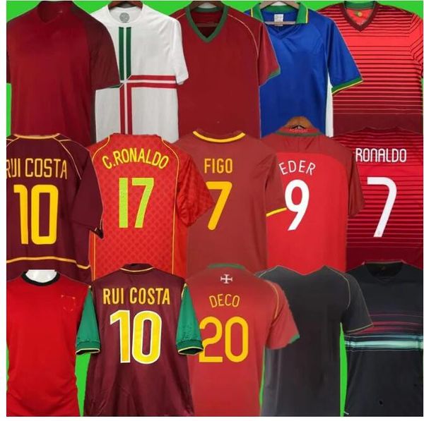 Maglie da calcio retrò Ronaldo 1998 1998 1999 2010 2012 2002 2004 Rui Costa Figo Nani Classic Shirt calcistici Camisetas de futbol Portogallo Vintage 888