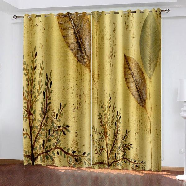 Cortina Modern Home Decoration Blackout 3D Retro Curtains Janela para o quarto do escritório da sala