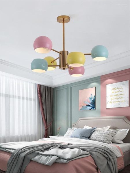 Lampadari colorano la lampadario camera da letto più principessa camera da pranzo studiaping studia il foglio di illuminazione decorativa infantile