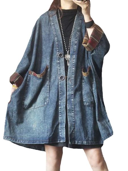 Kadınlar Squit Blazers Sonbahar Kadın Lüks Uzun Ceket S Moda Vintage Gevşek Büyük Boy Kenim Trençkotları bayanlar v Boyun Casual Punk Windbreakers 230822