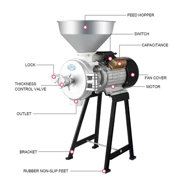 Máquina de moinho elétrica molhada Máquina de alimentos para animais de alimentação de animais de alimentos para cereais para feijão de manteiga de amendoim Tofu Home Commercial