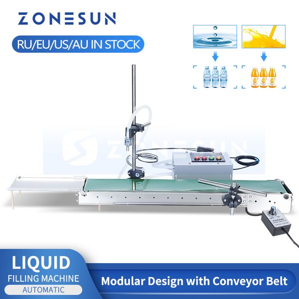 Zonesun Máquina de enchimento elétrico automática Correia transportadora única Cabeça de líquido pode sentir preenchimento de resistência ao calor de alta precisão