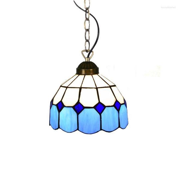 Lampade a sospensione Mediterranea Blu Tiffany Dining Room Lamp Fashion Cafe Bar Balcony Hanging Light