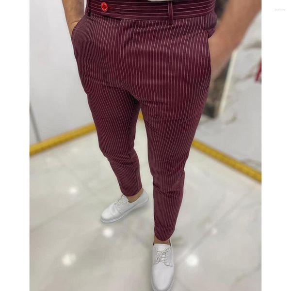 Calça masculina 2023 TRUSHERS LISSADA PARA MAN Roupas de moda Vinho de vinho vermelho Classual Classual Retro Festa de casamento