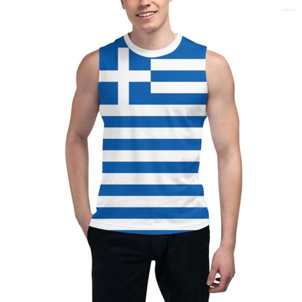 Erkek tank üstleri kolsuz tişört yunanistan flag yunan 3d erkek tshirt spor salonları fitness joggers basketbol antrenman yeleği