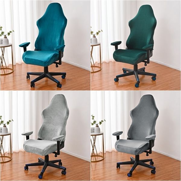 Stuhlabdeckung Velvet Gaming Chair Cover Cover Computer Stuhl Sitz Beschützer Fall Elastizität Boss Office Stuhl Cover mit Armlehnenabdeckungen Waschbar 230823