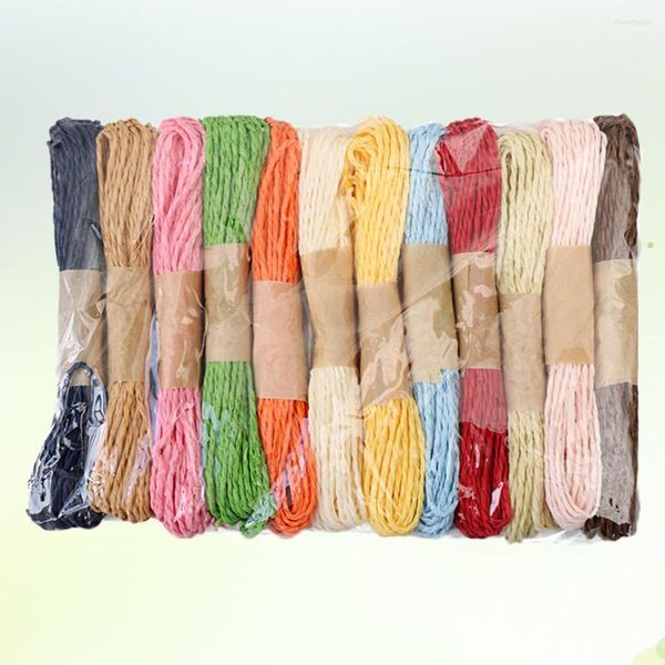 Depolama Şişeleri 12 Rulo 10m Kağıt Halat DIY Renkli Twisted Craft Strap Favor Hediye Sarma Sicim (Mix Rengi)