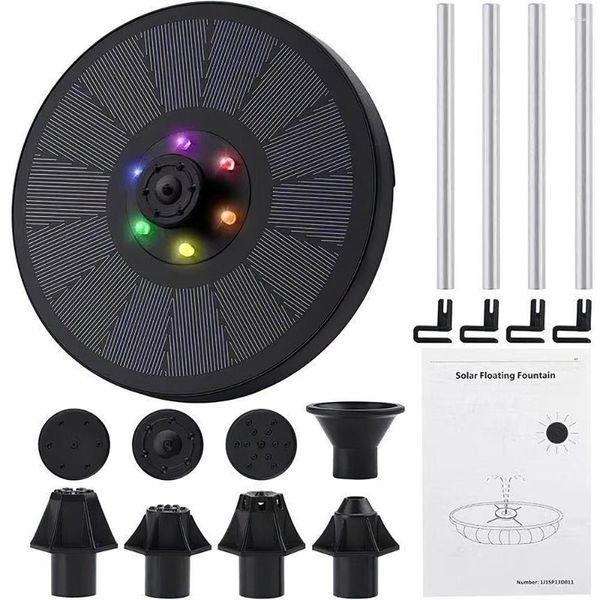 Decorações de jardim 3W Bomba de tinta solar LED bateria embutida com 6 bocais de água