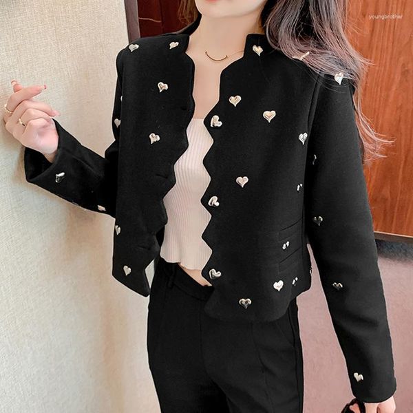 Frauenjacken 2023 Frühling Herbst Fashion Designer Black Tweed Short Jacket Coat für Frauen Korea Vintage Elegante Woll Casual Outerwear