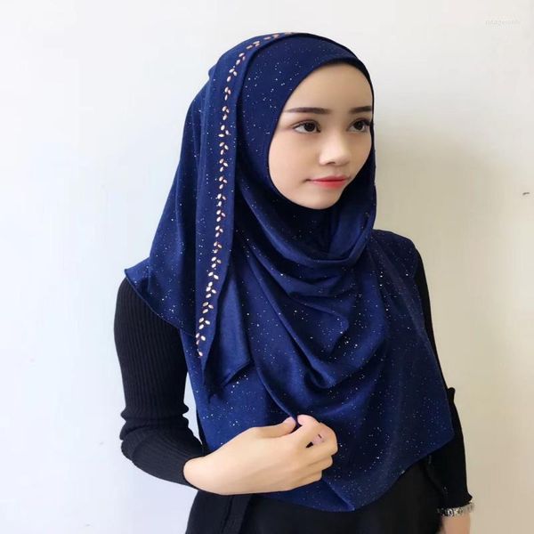 Ethnische Kleidung H057 Wunderschöne Glitzer Al Amira Hijab Muslim Schal auf den Schalkopf -Kopftuch Islamic Head Wrap anziehen