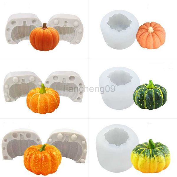 Oggetti decorativi Figurine Halloween Forma di zucca Candele fai-da-te Stampo Aromaterapia Intonaca Candela 3D in silicone Stampo Aroma Faap Candele cera fatte a mano Stampo L0823