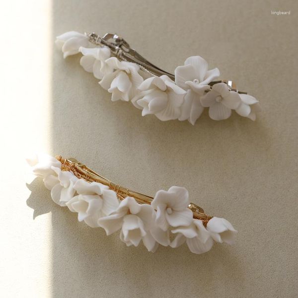 Clip per capelli Accessori per matrimoni Piece della testa di fiori in porcellana pezzi di colore in argento oro per capelli per le spose di gioielli da sposa di compleanno