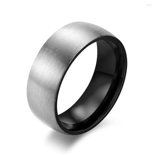 Clusterringe Schwarz/Blue Titanium Stahl gebürstete matte Runde für Männer Charme Schmuck Größe 7-12