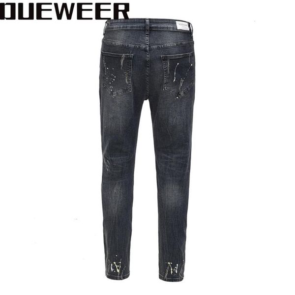 DUEWEER SWAG Lavato distrutto Jean Streetwear Streetwear Gney Biker Jeans Men Trend Fashion Splash Ink Skinny Jeans Pants per Men239f