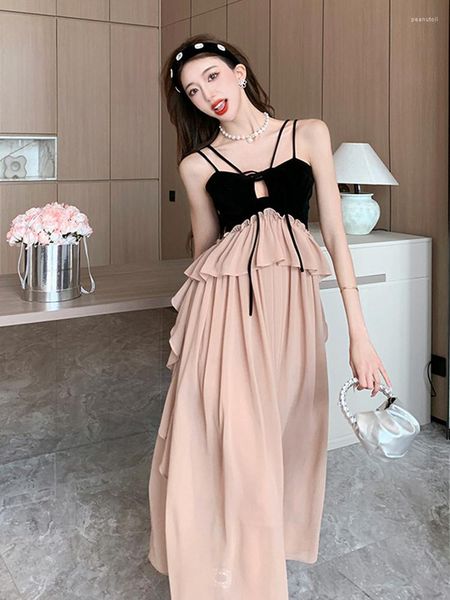 Lässige Kleider Fashion Summer Long Princess Kleid für Frauen Chiffon Chic Hollow sexy Riemen Slim Maxi Party Prom Beach Mujer Vestidos Robe