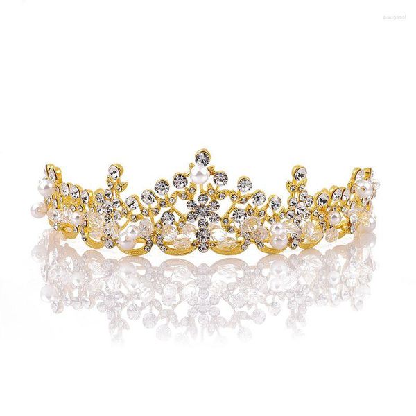 Clip per capelli Crown bianca Shinning Crystal Pearl Tiaras Perle fatte a mano per perle da copricapo per capelli Accessori per matrimoni H1131