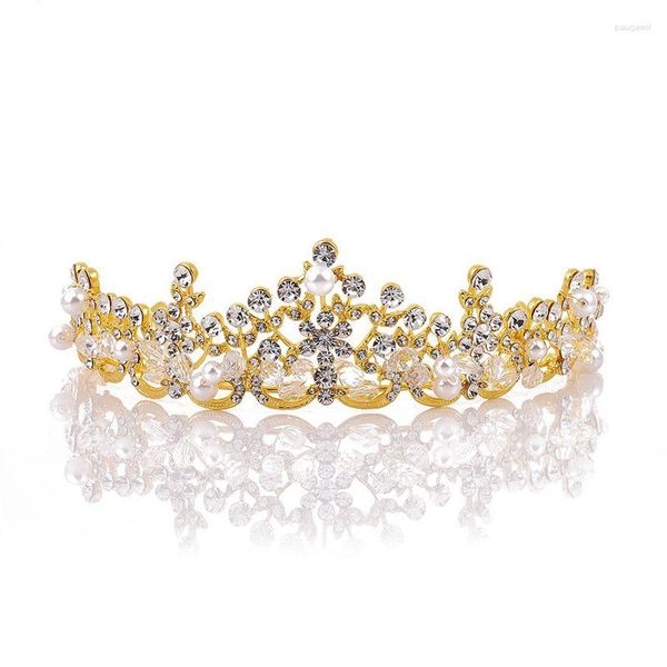 Clipes de cabelo coroa branca Crystal pérola de cristal tiaras moda de miçangas artesanais Banda de cabelo de cabelo de cabelo acessórios de casamento h1131