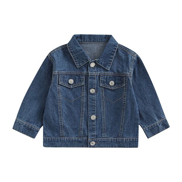 Jacken Kleinkind Jungen Mädchen Denim Mode Langarmbutton Down Solid Color Jean Spring Herbst Outwear für Chilren 15y 230822