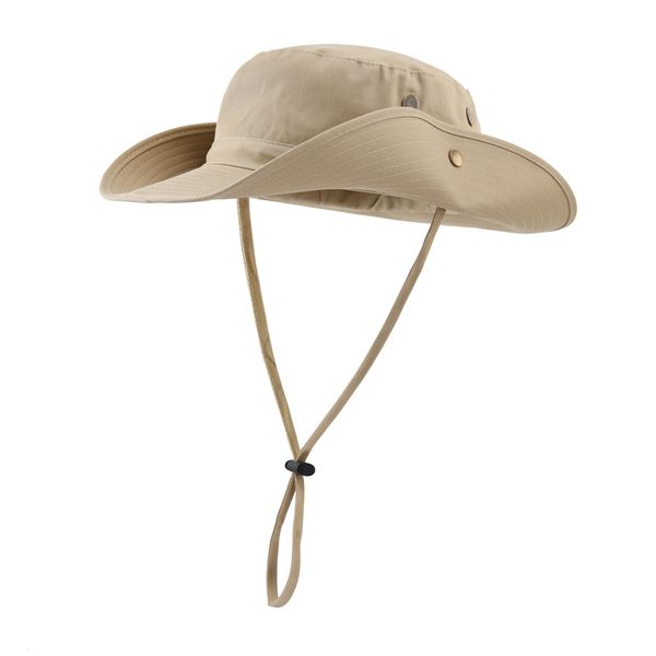 Berets Connectyle Men 'Boone Sun Hat Wide Rand Verstellbares atmungsaktive Baumwollsafari mit Riemen UV -Schutz Außenkappen 230822