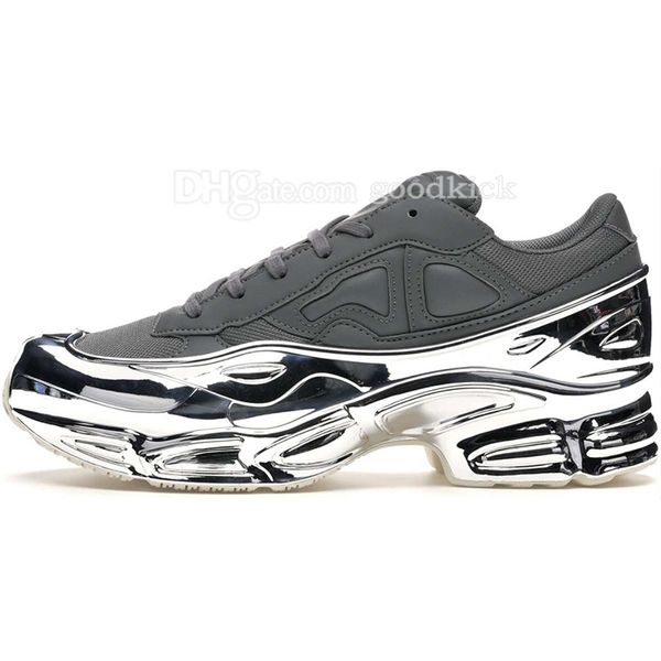 Originali di scarpe di moda Raf Simons Ozweego III Sport Uomo Donna Clunky Metallic Silver Sneakers Dorky Scarpe casual Taglia