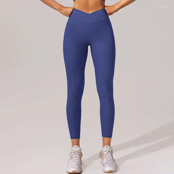 Женские леггинсы Женская спортивная спортзал йога брюшные брюки спортивны одежда эластичные бедра.