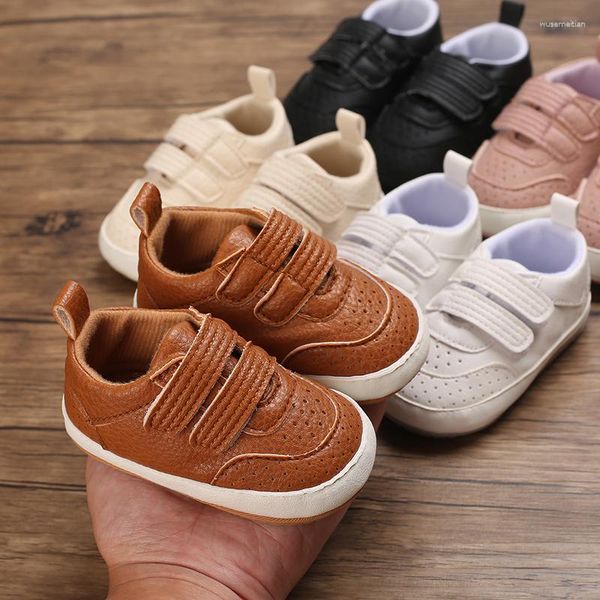 First Walkers Est Toddler Pu Sneakers Casual Colore Solido Flat per bambini traspiranti Scarpe da passeggio per bambini traspirabili per ragazze nate 0-18 mesi