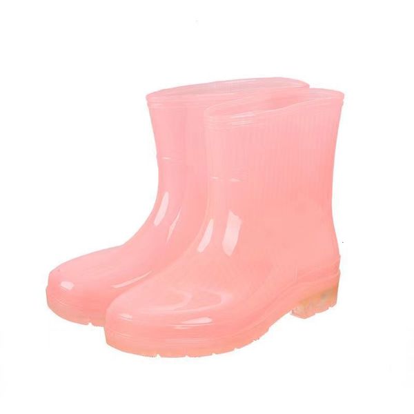 Rain Boot'un Sonbahar Kış Ayakkabıları Kalın Alt Alt Slip Su Geçirmez Jöle Renk Yüksek Üst Kapak Ayağı Yürüyüş 230822