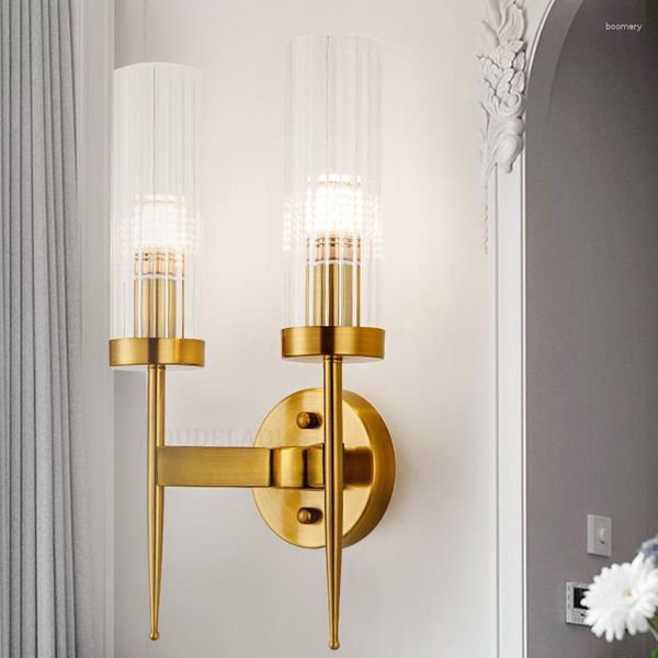 Lâmpada de parede led lumin llestick lâmpadas Europa de metal dourado quarto de vidro ao lado de luzes corredores de corredores da varanda decoração da casa do corredor