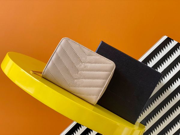 10a super original de qualidade real zíper de couro feminino carteira designer de luxo saco de fashion saco de crédito capa de cartão de crédito mini carteira de bolso de bolso de moda lady bolsa com caixa
