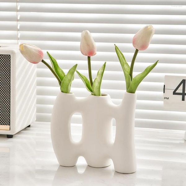 Vasi idee nordiche art ceramica vaso creativo per fiore secco decorativo decorazioni decorazioni per la scrivania dell'ufficio plaid