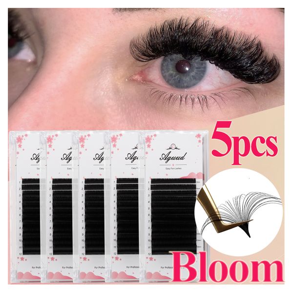 Falsche Wimpern Aguud 5 Tabletts schnelle blühende Wimpern Faux Mink Auto Blüte DIY natürliche schnelle Fannungsvolumen Wimpern Easy Fan 230822