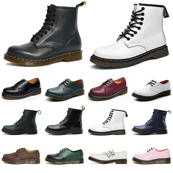 2023 Top Designer Boots Patent Leather Doc Martens Men Womens Winter Snow Booties Classic Color Leather Oxford Bottom Shoes Tamanho 35-45