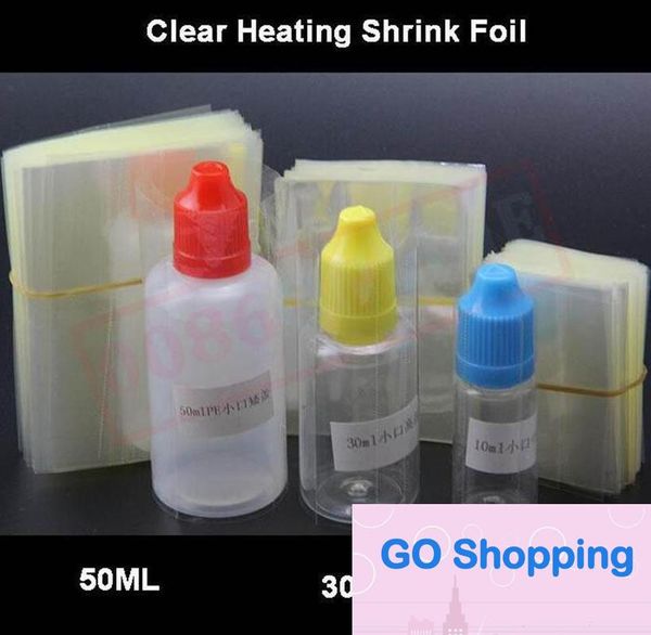 Tubo de encolhimento de calor Clear PVC Wrap Film para 5ml 10ml 15ml 20ml 30ml 50ml Banda de encolhimento de garrafa de plástico de plástico