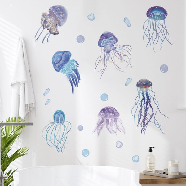 Adesivi da parete jellyfish oceaning sotto la decalcomania del mare camera da letto soggiorno decorazioni per finestre 230822