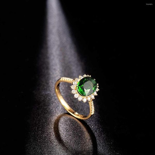 Eheringe Europäische und amerikanische modische Mode mit 18 Karat Gold Großmutter Emerald Verlobungsring Frauenschmuck Leben leben